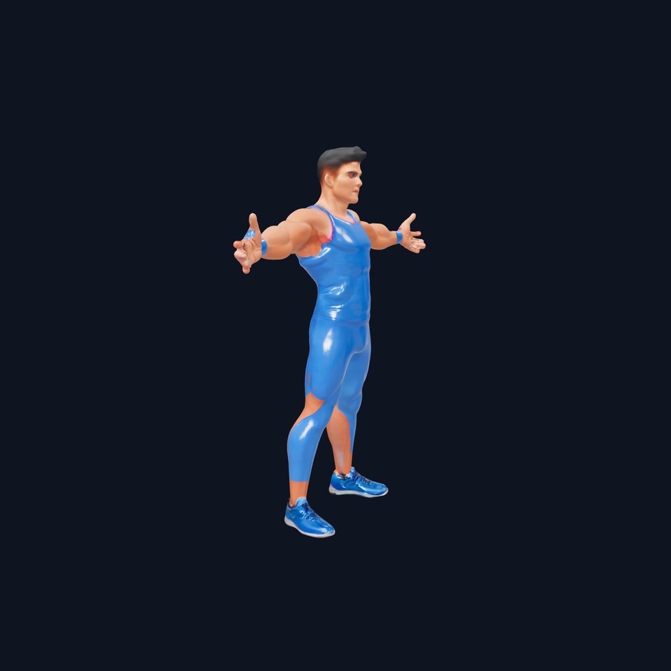 Athletic Male Character Rigged and Animated in Blue Suit
