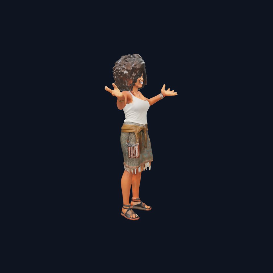 Afrocentric Female Character Rigged and Animated D Model