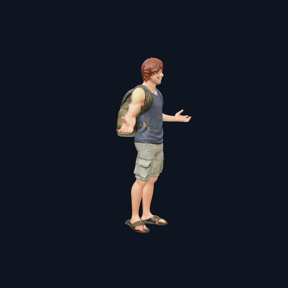 Casual Backpacker Guy Rigged and Animated D Character Model
