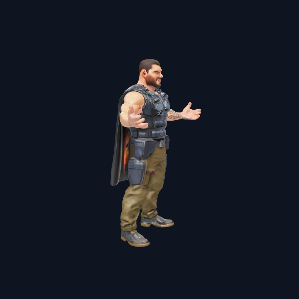 Armored Tactical Hero Character Model Rigged and Animated