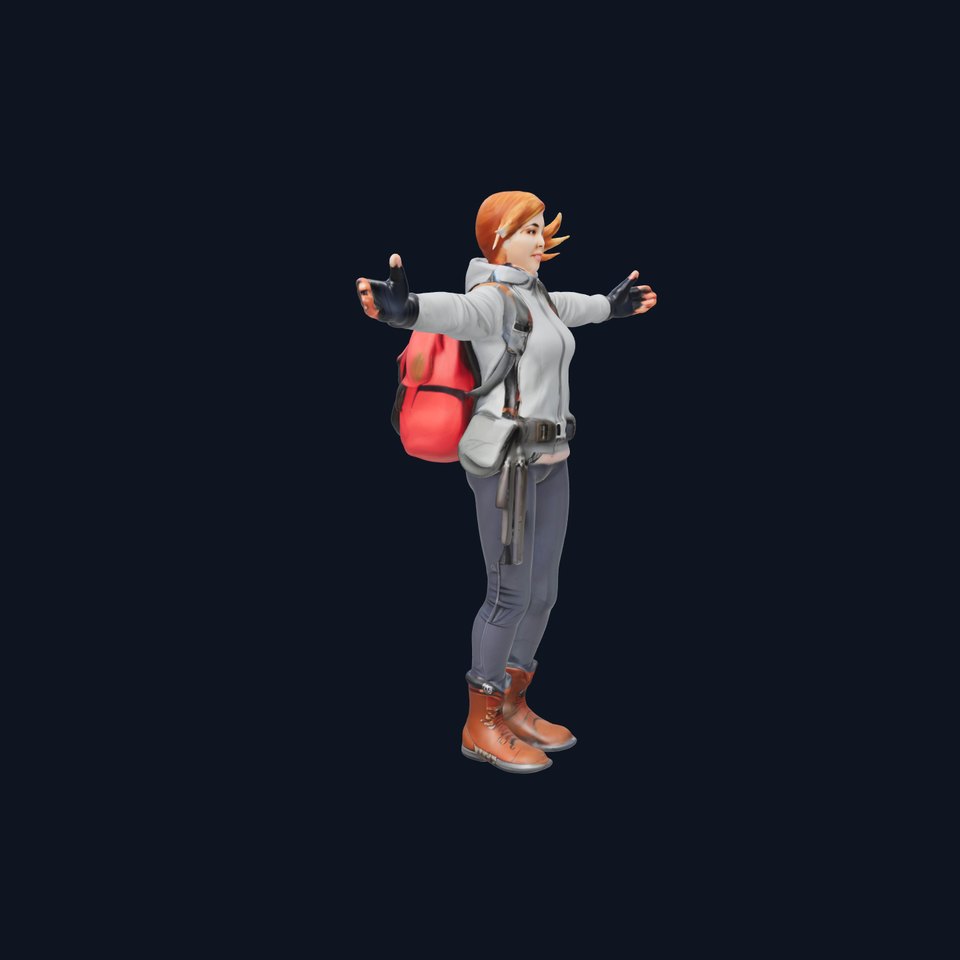 Adventurous Explorer Girl Rigged and Animated D Character Model