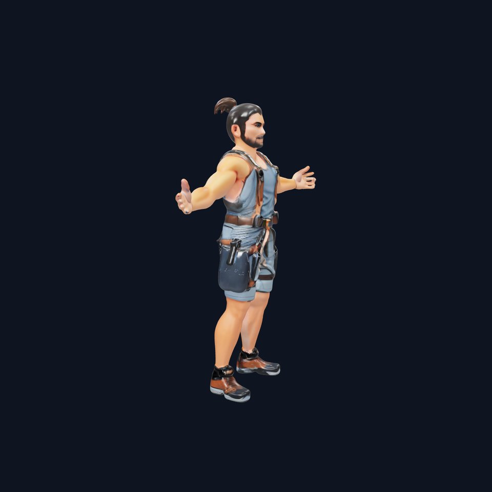 Adventurer Rigged and Animated D Character Model in Adventure Gear
