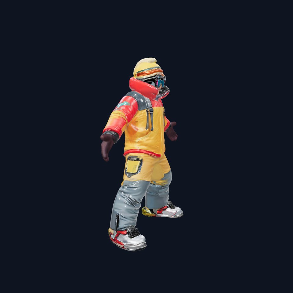 Colorful Ski Kid Rigged and Animated D Character Model