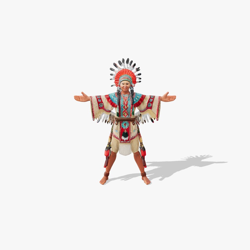 Colorful Tribal Warrior Female Character Rigged and Animated