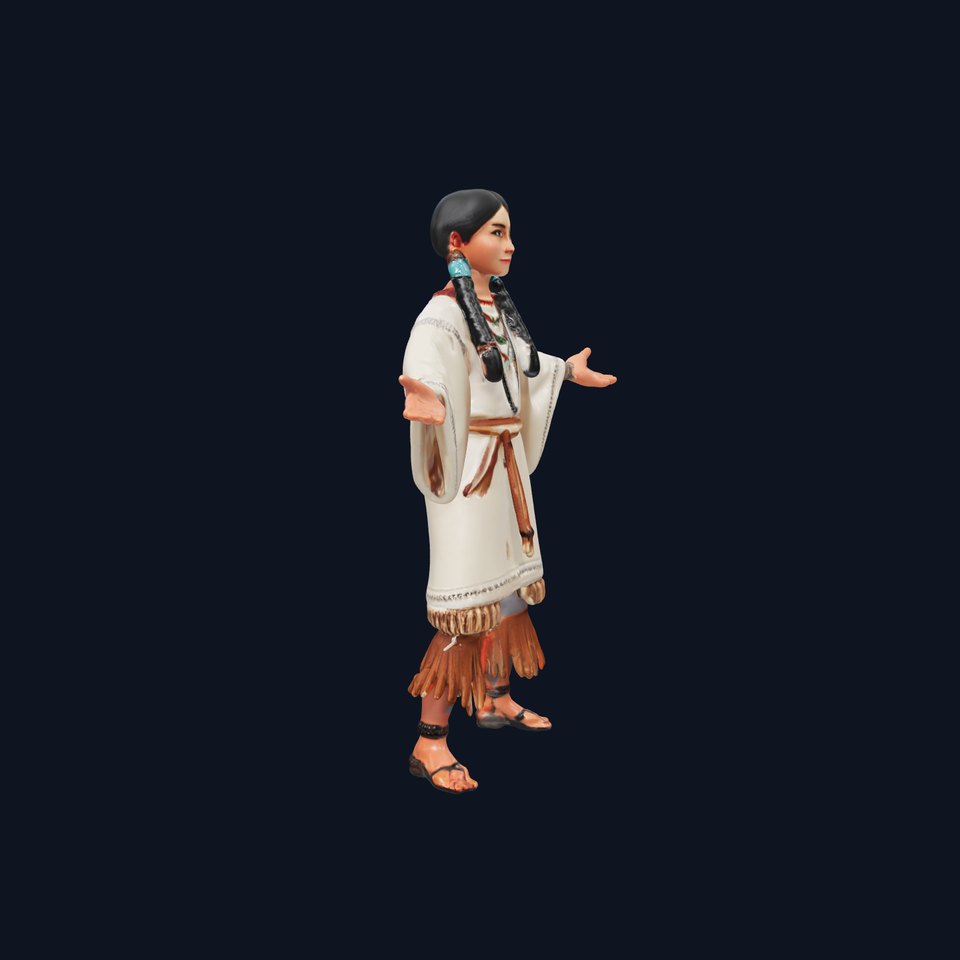 Indigenous D Character Model Rigged and Animated