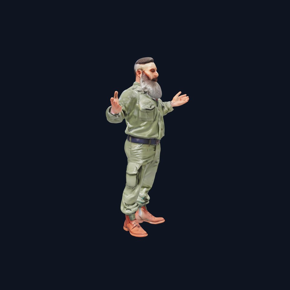 Bearded Military Commander Rigged and Animated D Model