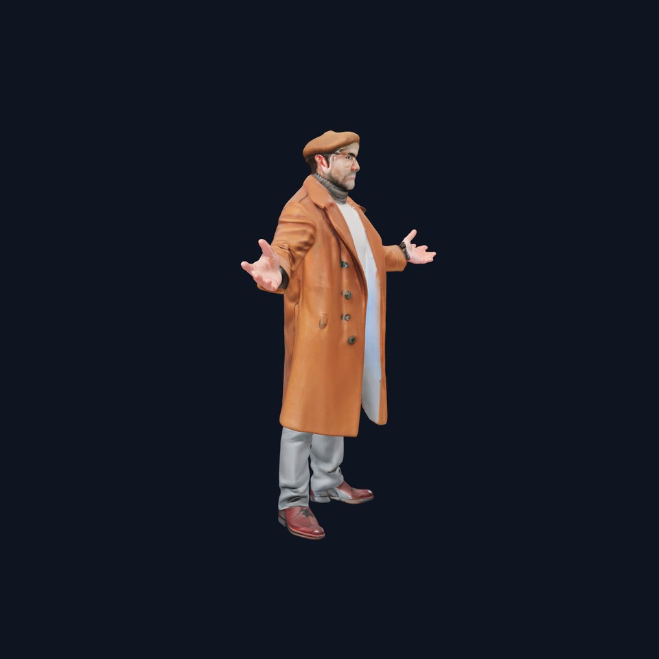 Stylish Gentleman in Winter Coat  Rigged and Animated