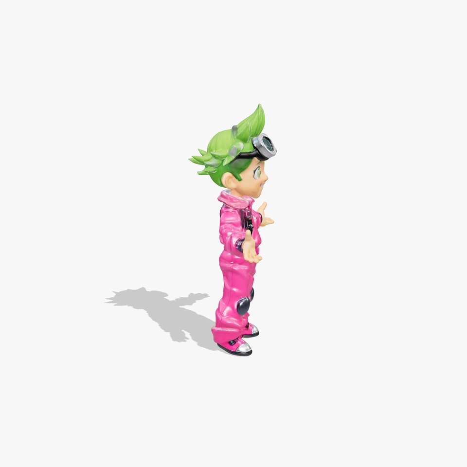Energetic GreenHaired Boy with Goggles Rigged and Animated