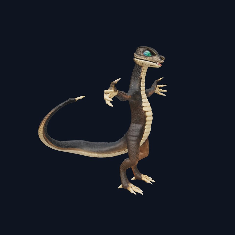 Rigged and Animated Lizard Warrior D Character Model