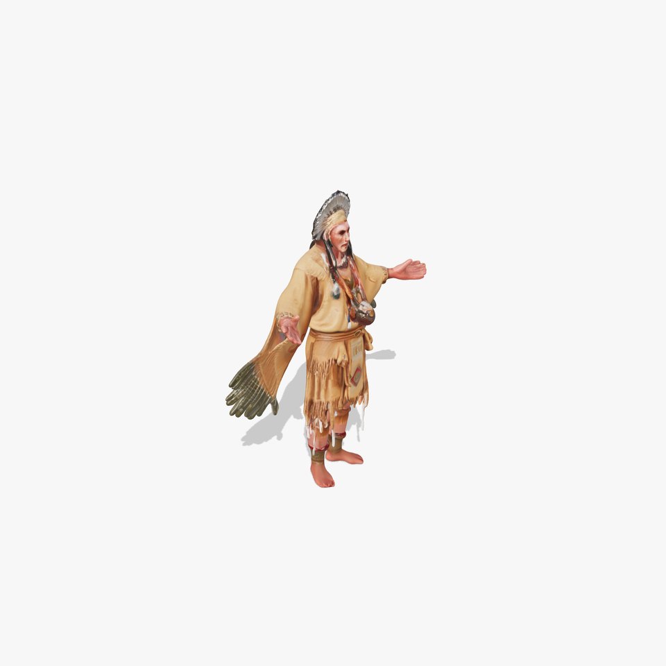 Elder Rigged and Animated Native American Character Model