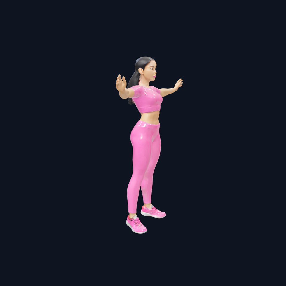 Athletic Female Character in Pink Attire  Rigged and Animated