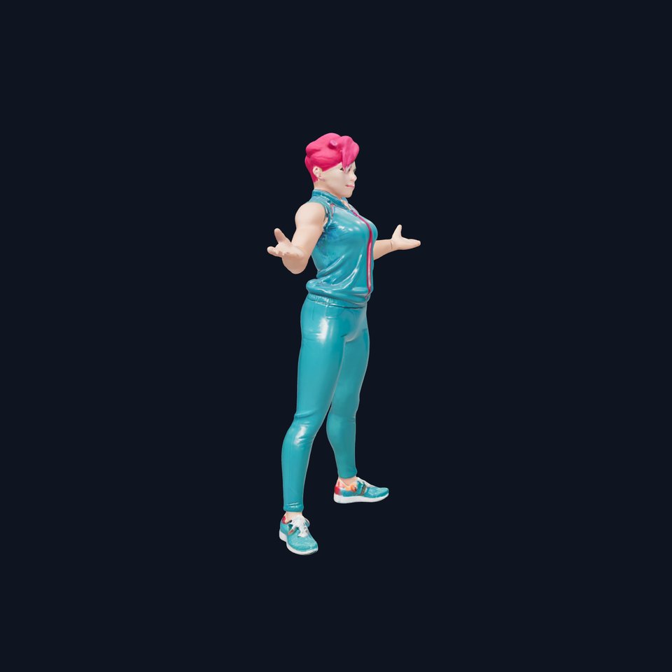 Energetic Female Athlete Character Model Rigged and Animated