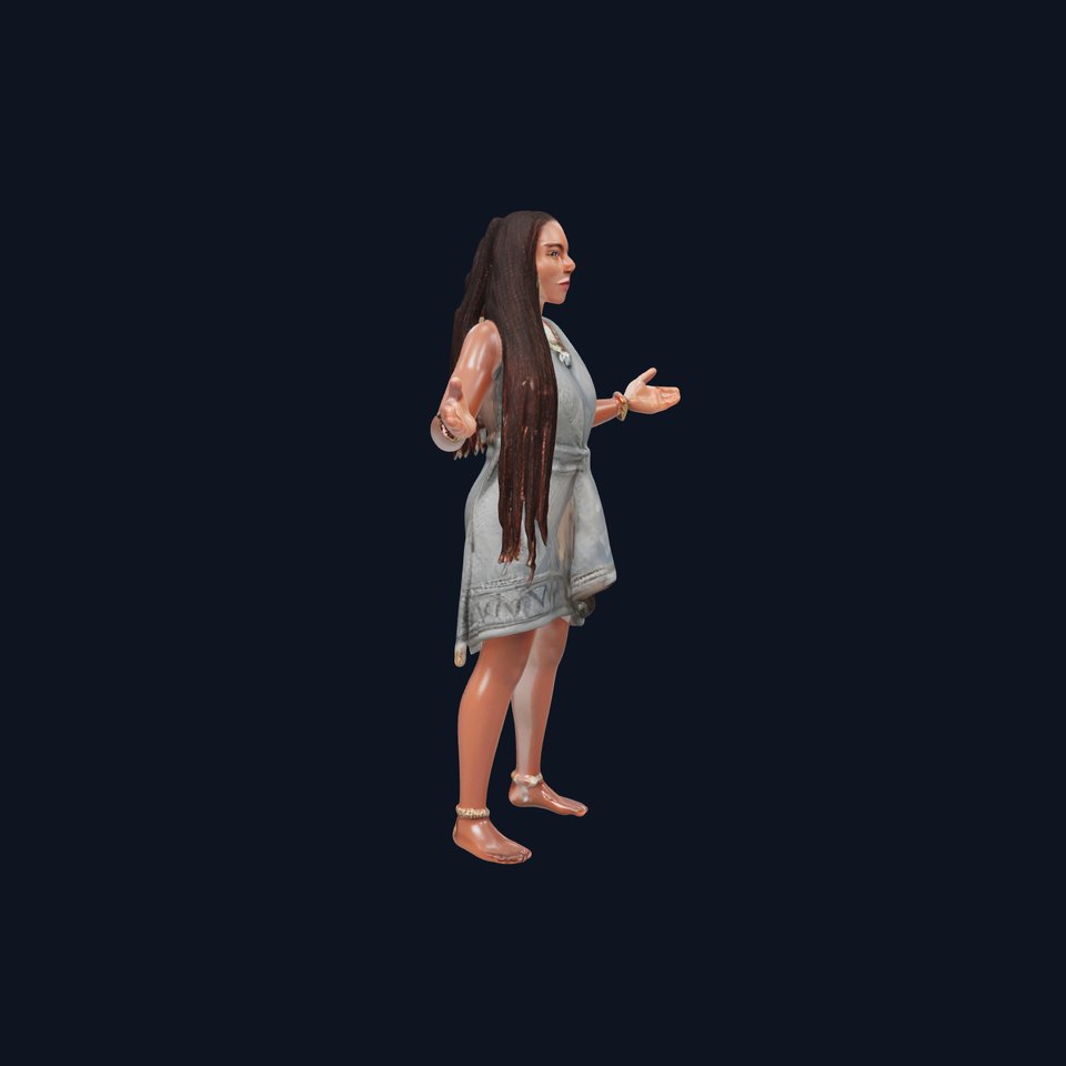 Ornate Tribal Woman Rigged and Animated D Character Model