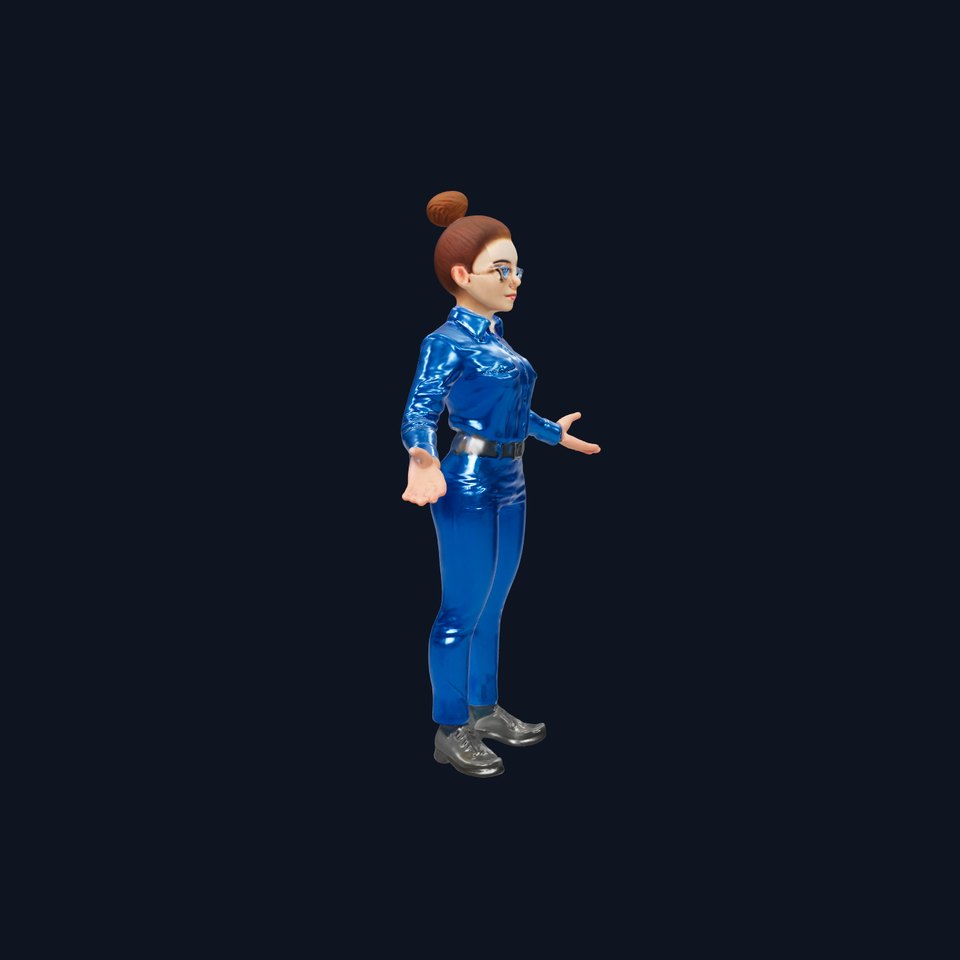 Blue Uniform Character Model Rigged and Animated