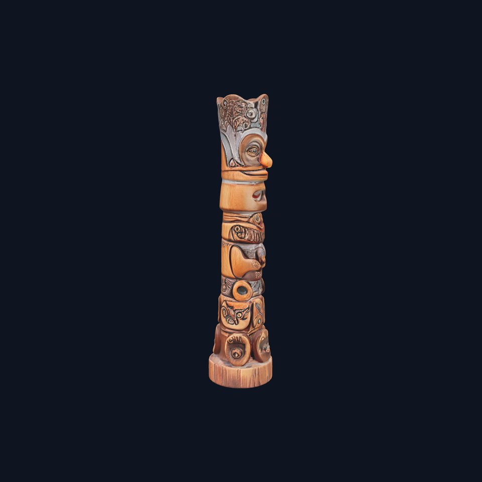 Intricately Carved Wooden Totem Pole Model Pack