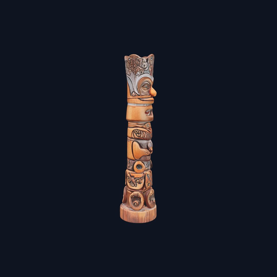 Wooden Totem Pole Model Pack with Intricate Carvings