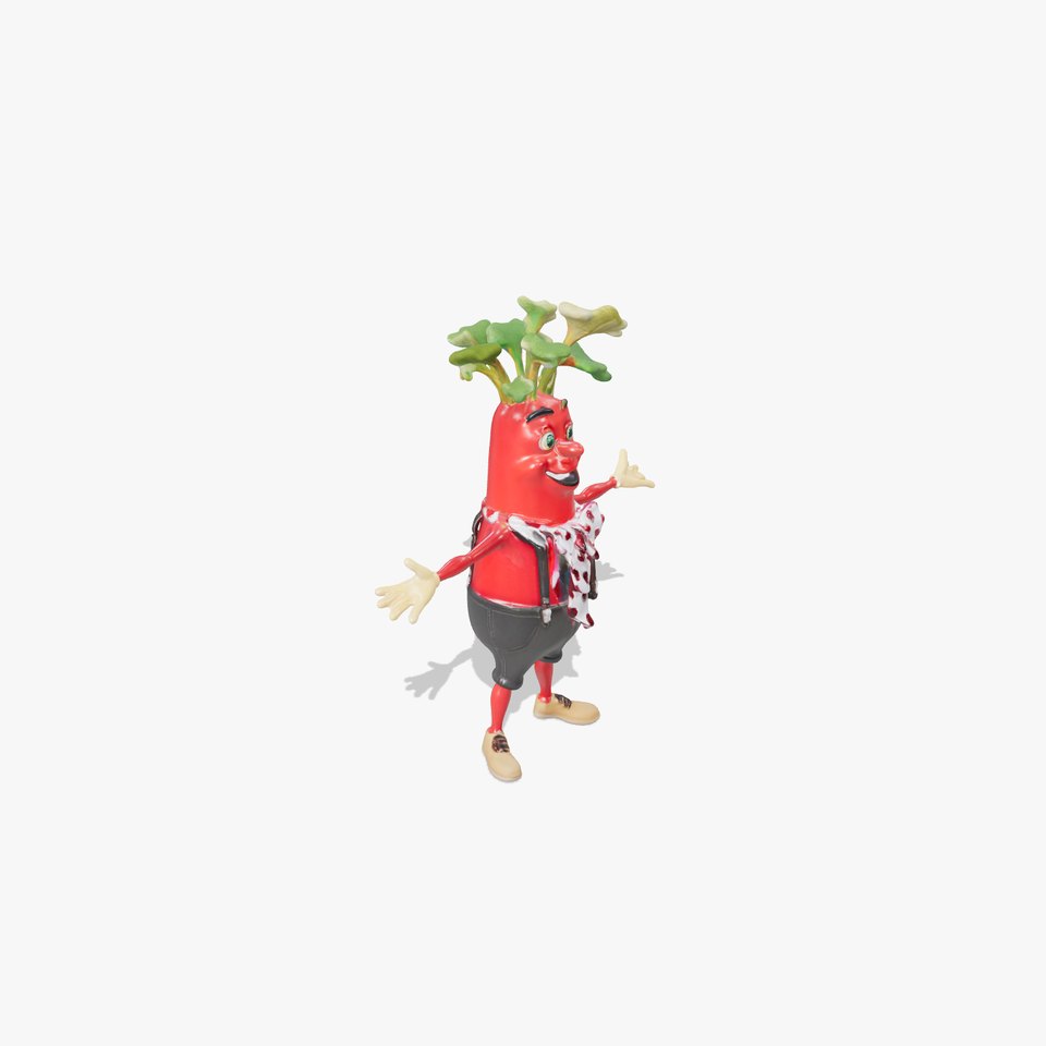 Radish Character with Polka Dot Scarf Rigged and Animated