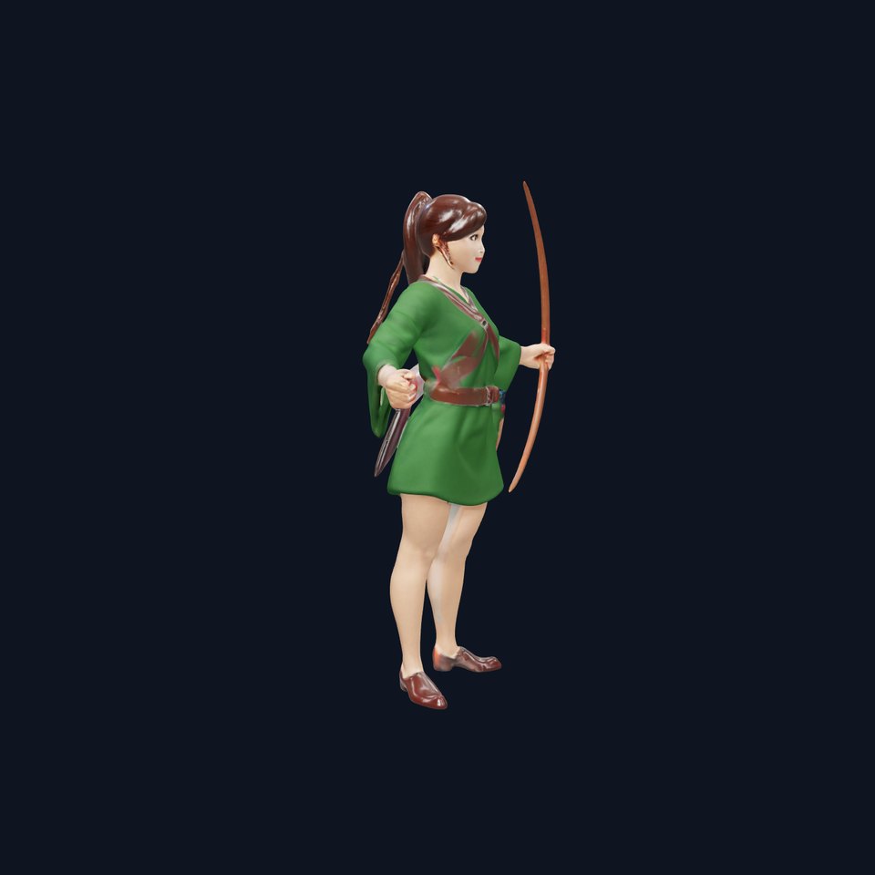 Forest Archer Female D Character Model Rigged and Animated