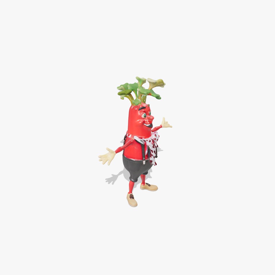 Cheerful Radish Character Model Rigged and Animated