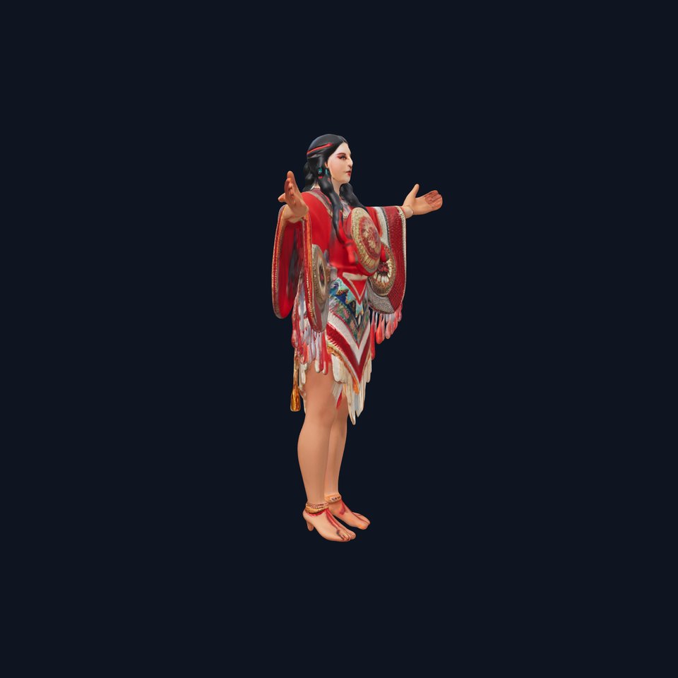 Vibrant Cultural Character Model Rigged and Animated