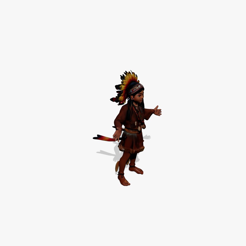 Native American Inspired Child Character Model Rigged and Animated
