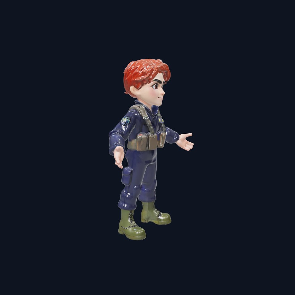 Rigged and Animated Cartoon Soldier Alert Character Model