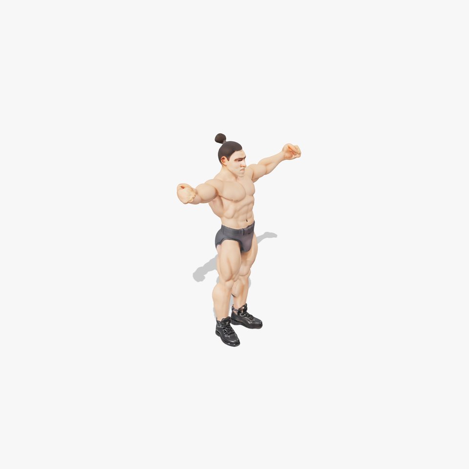 Muscular Male Character Model Rigged and Animated