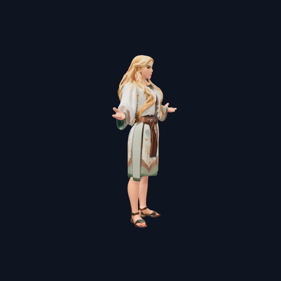 Elegant Medieval Lady Character Model Fully Rigged and Animated