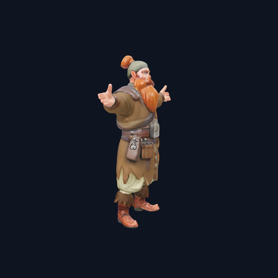 Rigged and Animated Dwarf Warrior with Beard and Armor