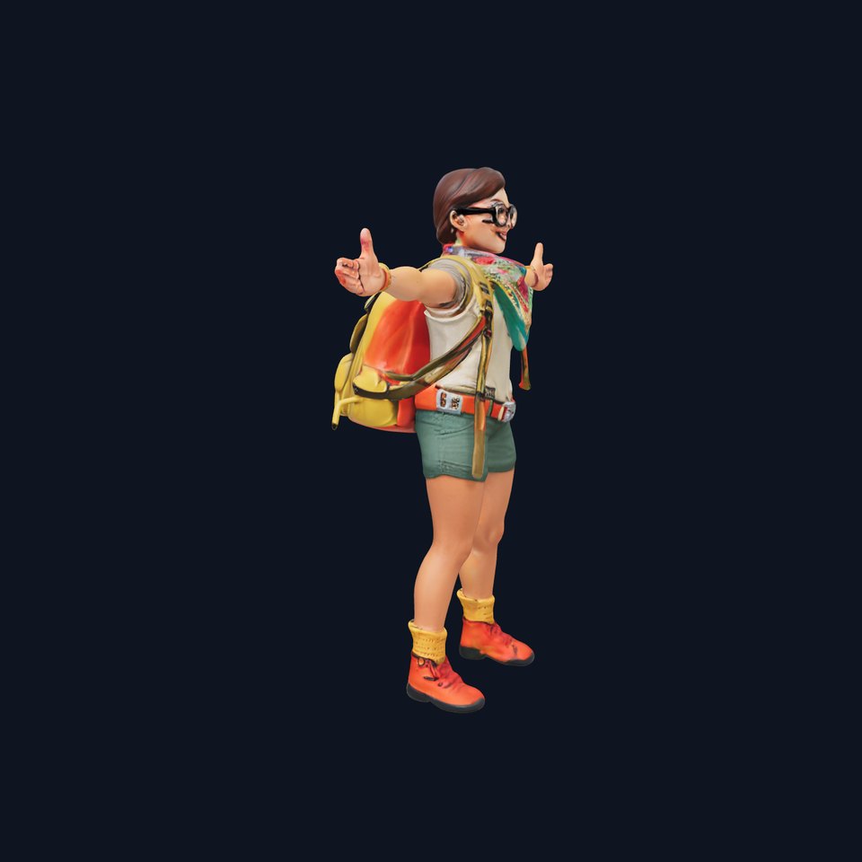 Adventure Girl Rigged and Animated D Character Model