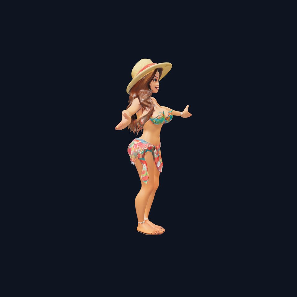 Beach Vibe Character Rigged and Animated D Model