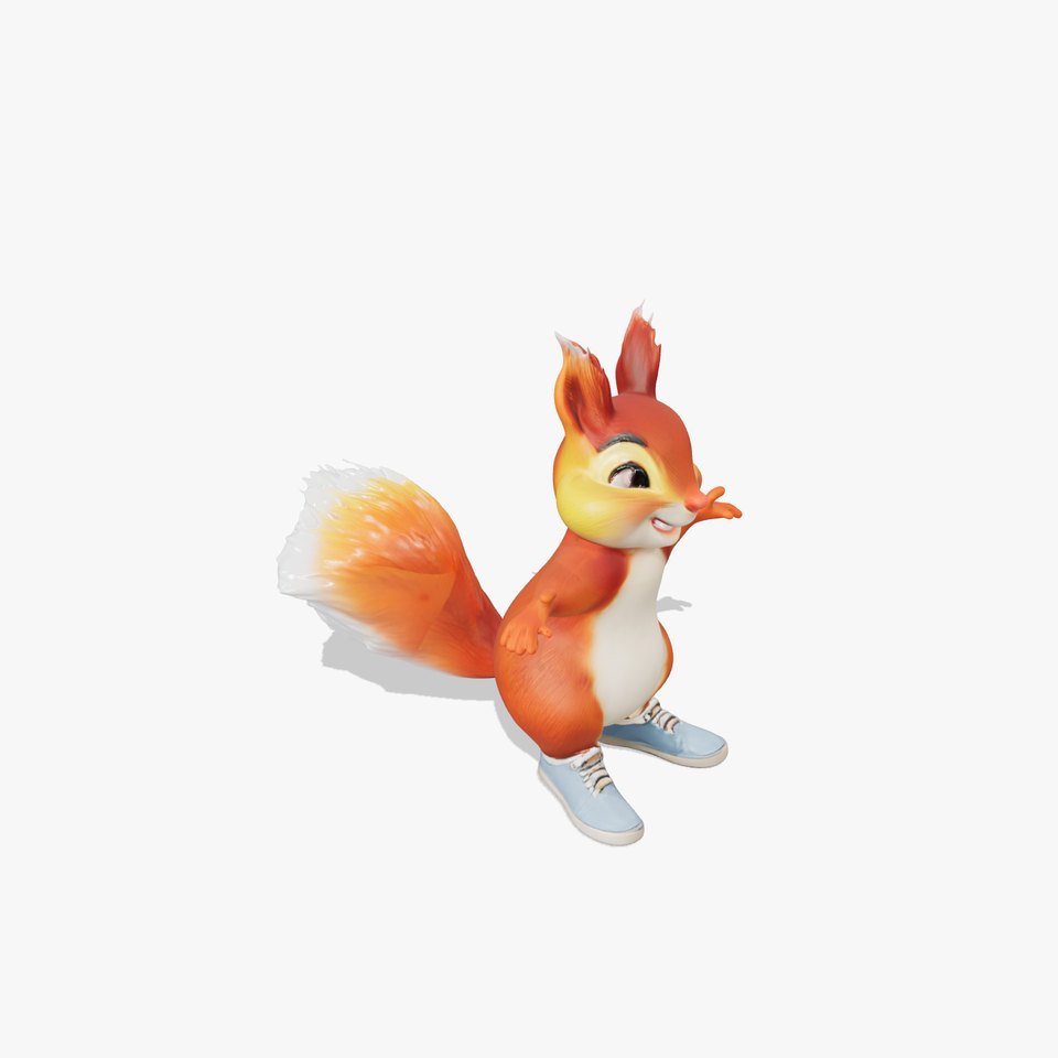 Cheerful Squirrel Character in Sneakers  Rigged and Animated