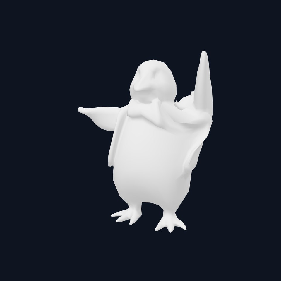 Stylish Rigged and Animated Penguin Character Model in Plaid Outfit