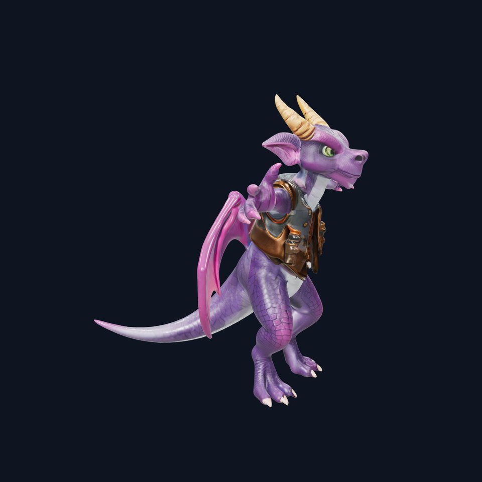 Purple Dragon Warrior Rigged and Animated Character Model