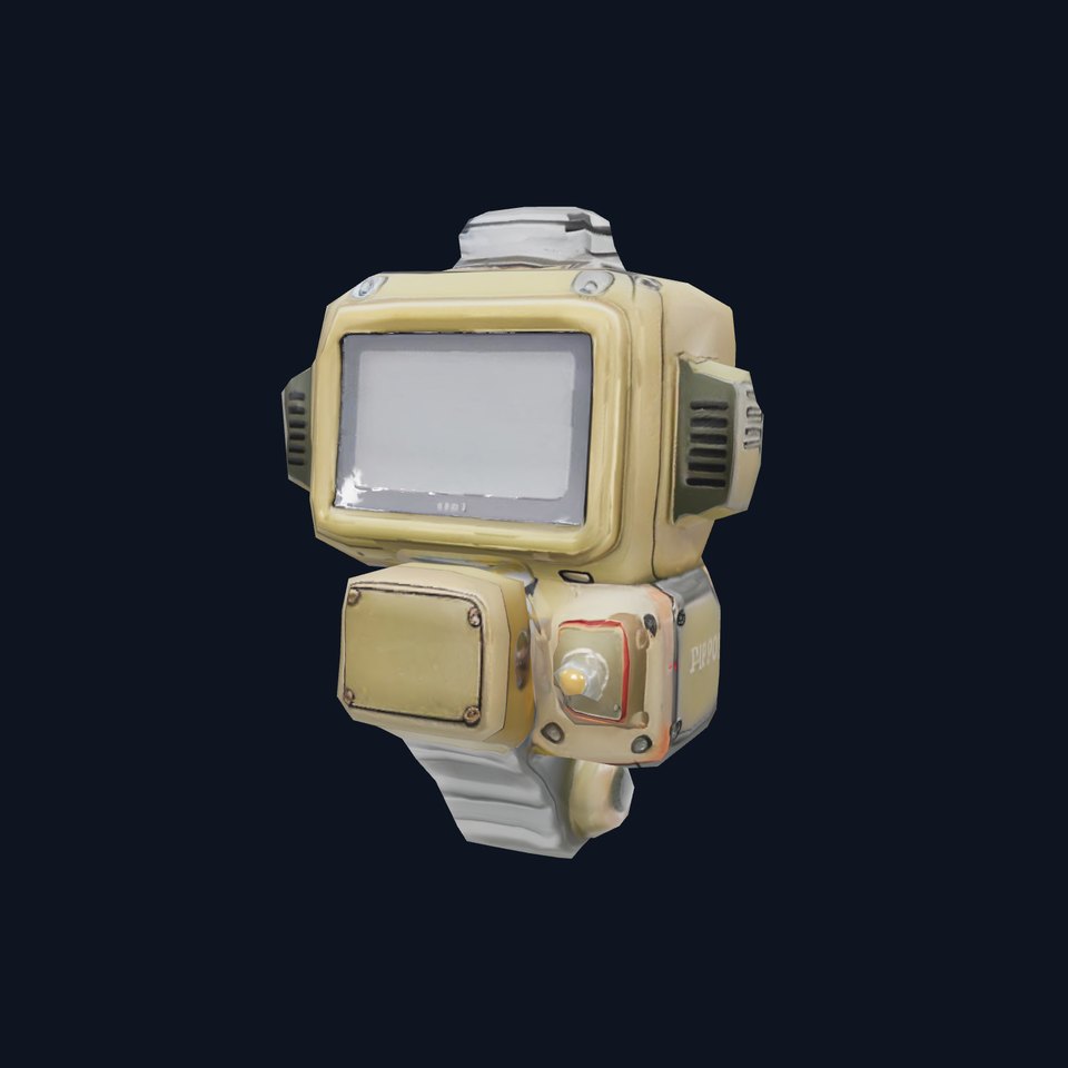 Retro Futuristic Wrist Gadget model pack with Interactive Screen