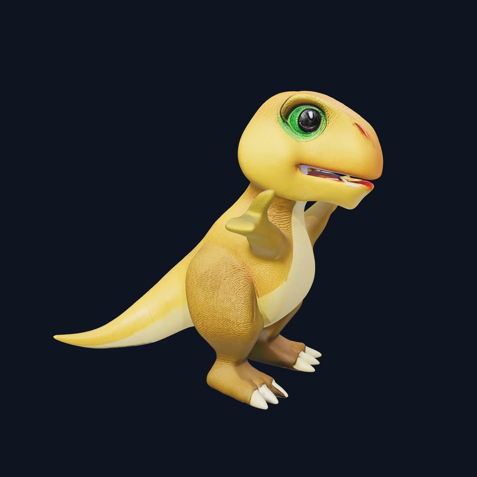 Friendly Dinosaur Rigged and Animated Character Model
