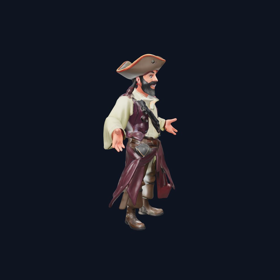 Captivating Pirate Character Model  Rigged and Animated for Games