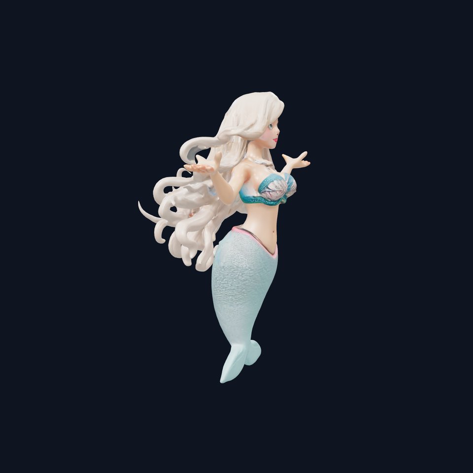 Elegant Mermaid Rigged and Animated Character Model