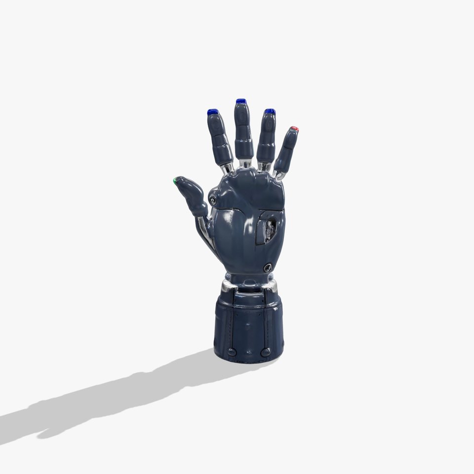 Futuristic Robotic Hand model pack with colored fingertips