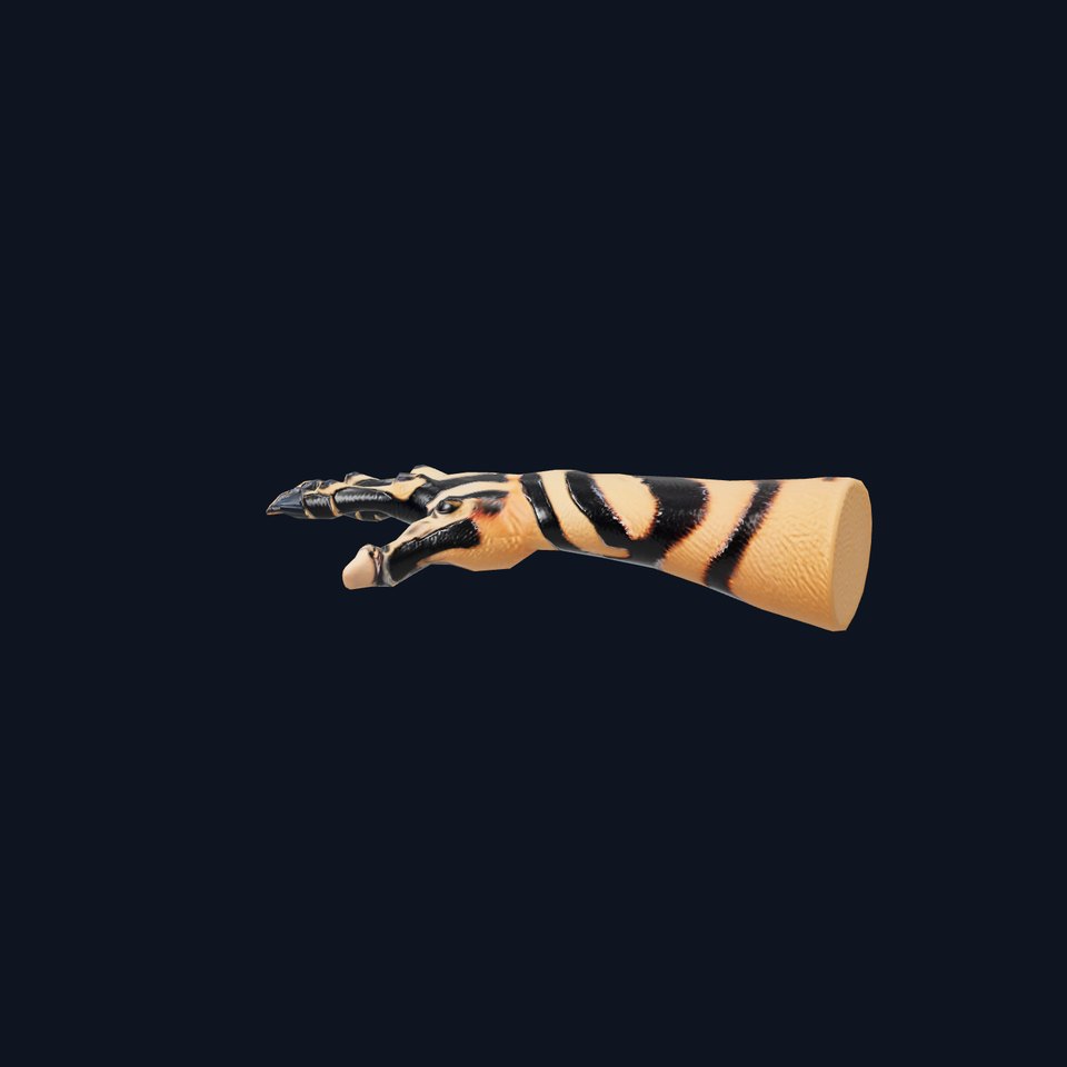 Tigerthemed anthropomorphic hand model pack