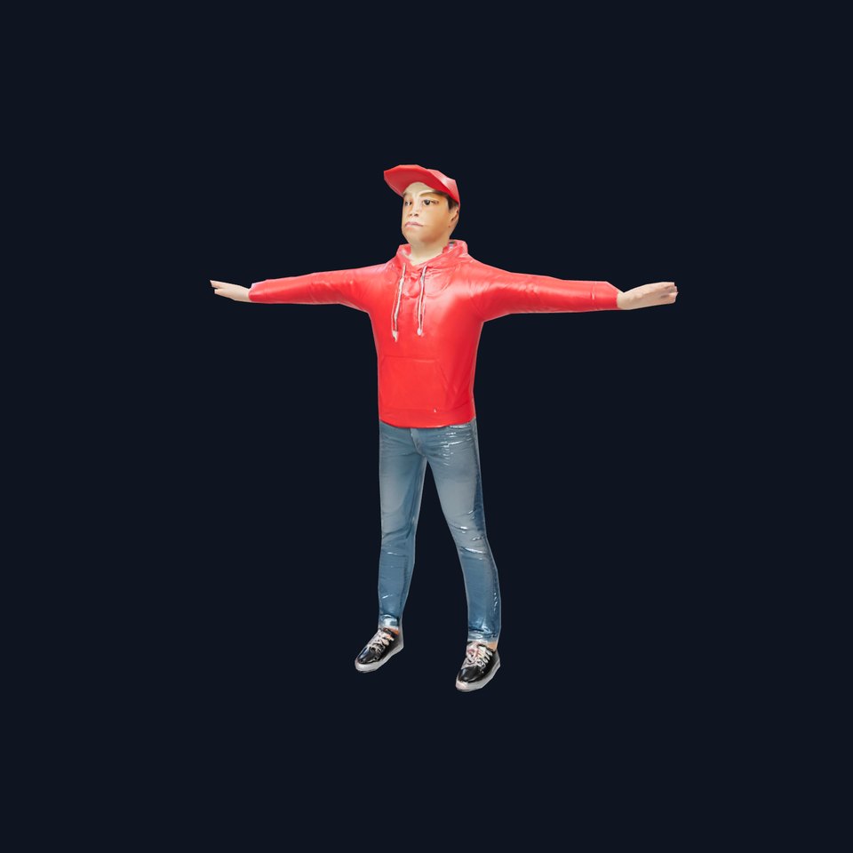 Casual Male Character in Red Hoodie Model Pack