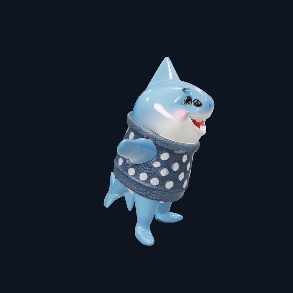 Cute Polka Dot Sweater Shark  Rigged and Animated Model