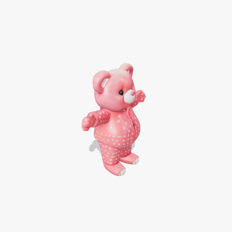 Pink Polka Dot Pajama Teddy Bear Rigged and Animated