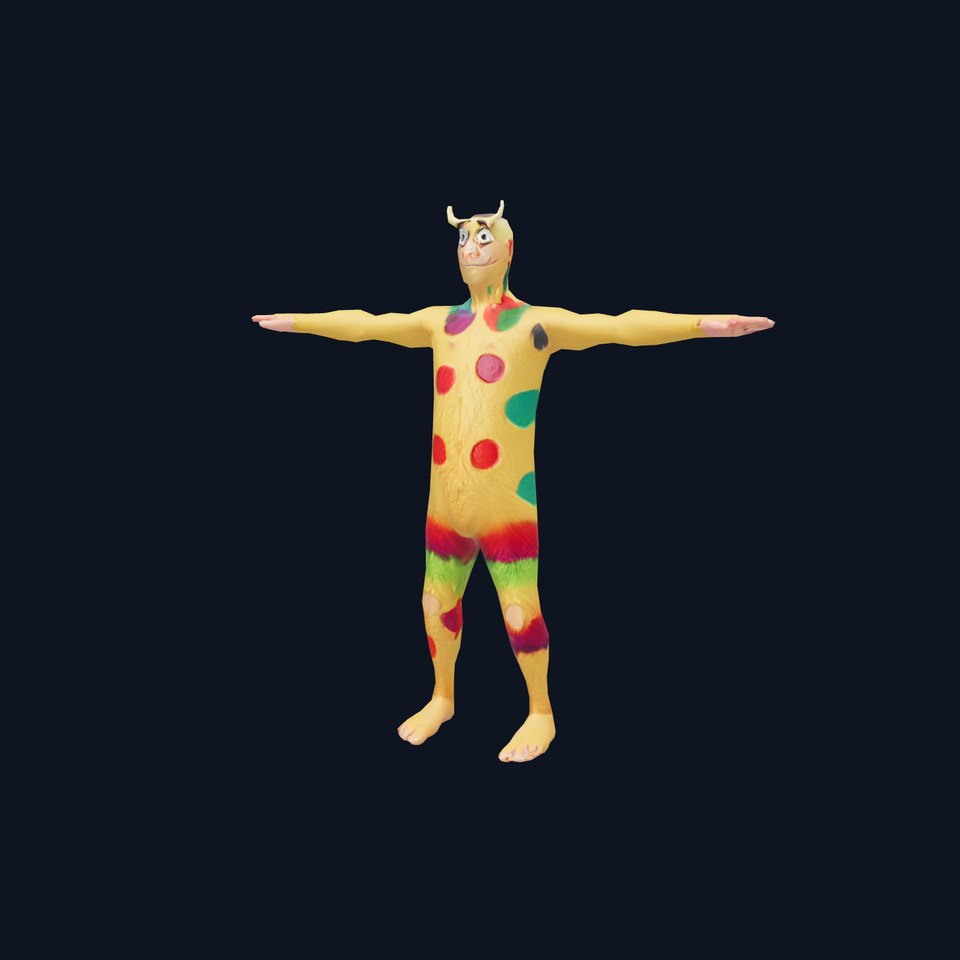 Colorful Monster Character Model Pack with Fur and Horns