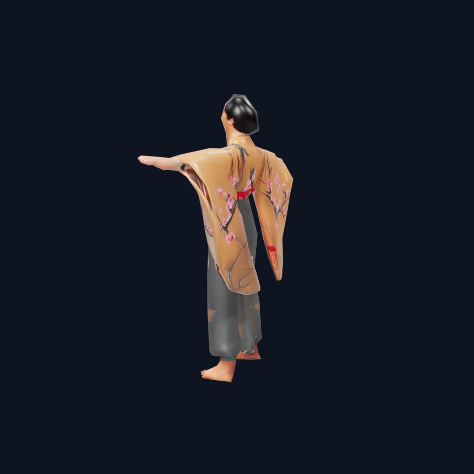 Traditional Kimono Model Pack with Floral Patterns