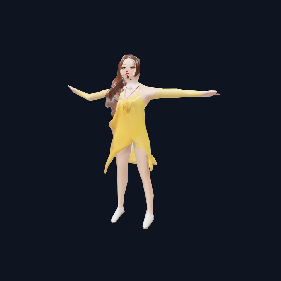 Stylized Female Character in Yellow Dress Model Pack