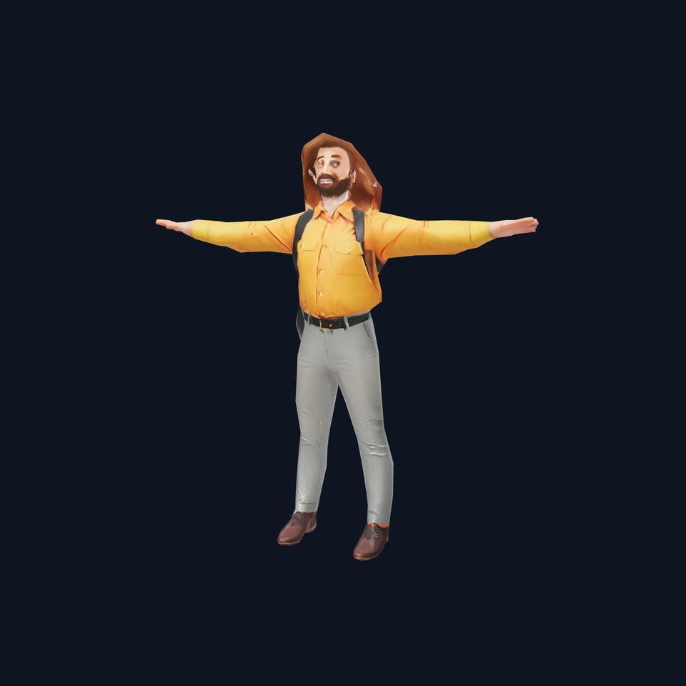 Casual Outfit Male Character Model Pack with Bag and Beard