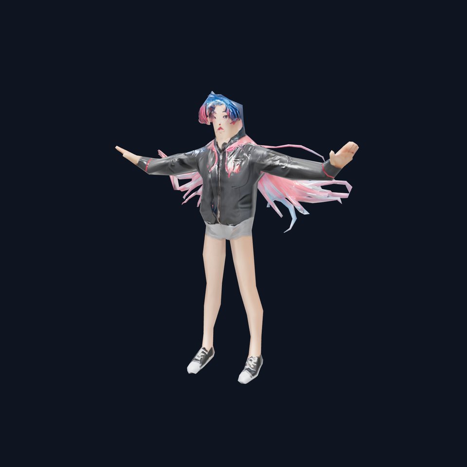 Anime Character with Colorful Hair Model Pack