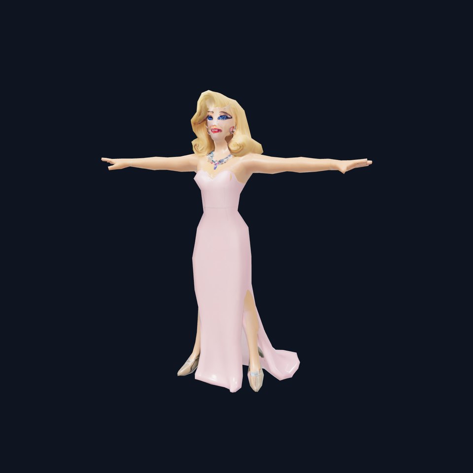 Elegant Female Character in Evening Gown model pack