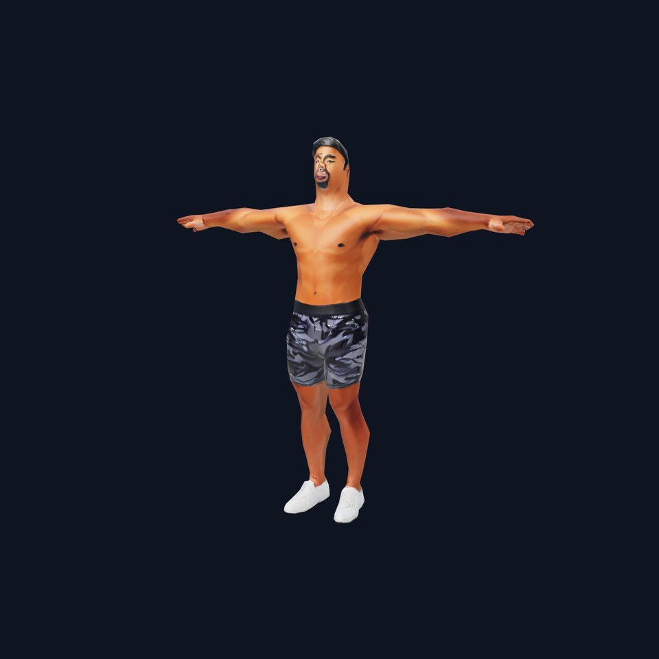 Muscular Athletic Male Character Model Pack with Camouflage Shorts